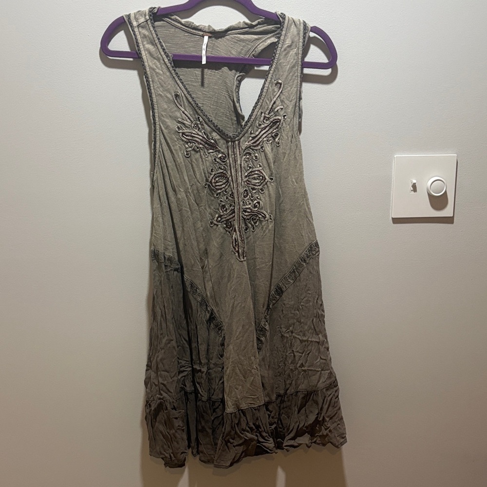 Free People Embroidered Tunic - Taupe